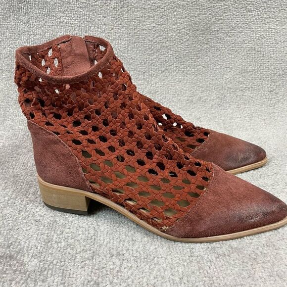 Rebels Rhea Pumpkin Brown Suede Woven Ankle Bootie Boot Women’s 9 New no Box
